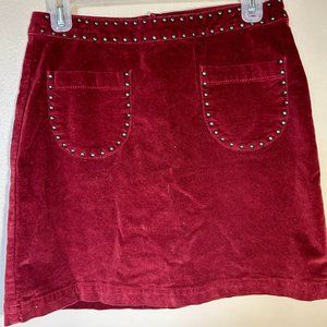 Studded red miniskirt